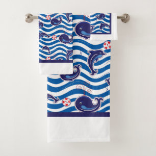 Conjunto De Toalhas Baleia Azul