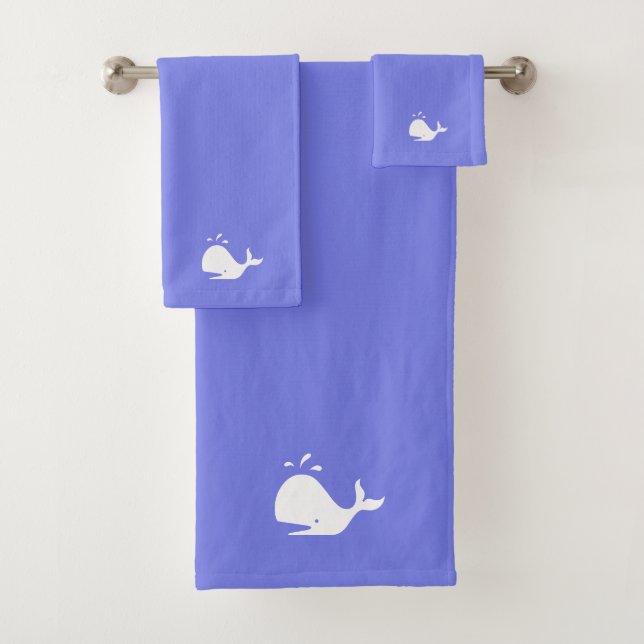Conjunto De Toalhas Baleia Branca no Azul Claro (Insitu)