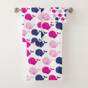 Conjunto De Toalhas Baleias Cutas, Padrão De Baleias, Animais Do Mar