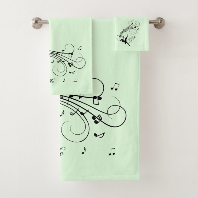 Conjunto De Toalhas Ballerina Dançando com Música Pessoal Verde (Insitu)