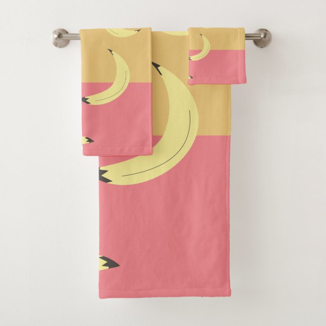 Conjunto De Toalhas Bananas Retrô Formas Coloridas (Insitu)