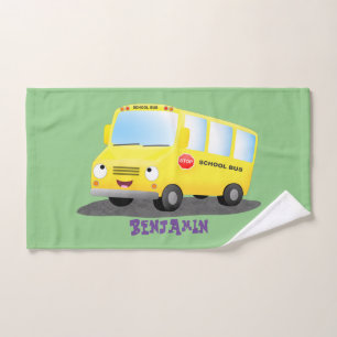 Conjunto De Toalhas Banda branca e feliz de ônibus escolar amarelo