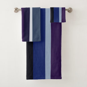 Conjunto De Toalhas Bandas Abstrato azuis e roxas