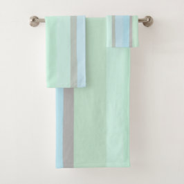 Conjunto De Toalhas Bandas Abstrato azuis e verdes