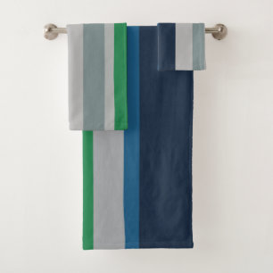 Conjunto De Toalhas Bandas Abstrato azuis verdes