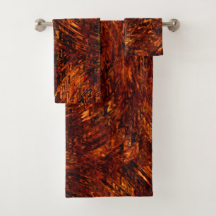 Conjunto De Toalhas Bandas abstrato curvas em tons de ouro avermelhado