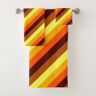 Conjunto De Toalhas Bandas amarelas laranja castanho Bandas