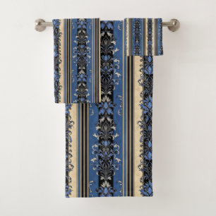 Conjunto De Toalhas Bandas azuis e Douradas