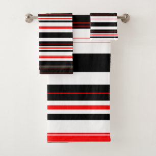 Conjunto De Toalhas Bandas brancas e Pretas