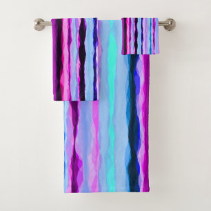 Conjunto De Toalhas Bandas de Abstrato cor-de-rosa e azuis