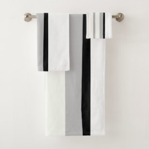 Conjunto De Toalhas Bandas de Abstrato preto, branco e verde