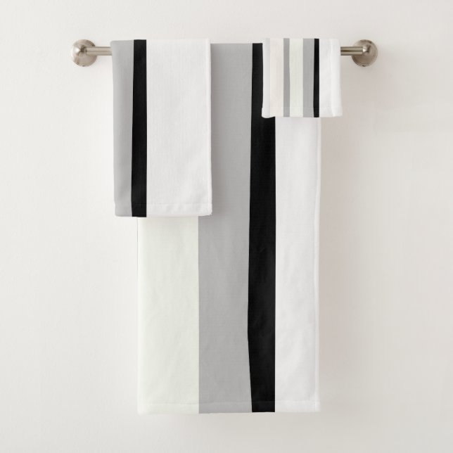 Conjunto De Toalhas Bandas de Abstrato preto, branco e verde (Insitu)