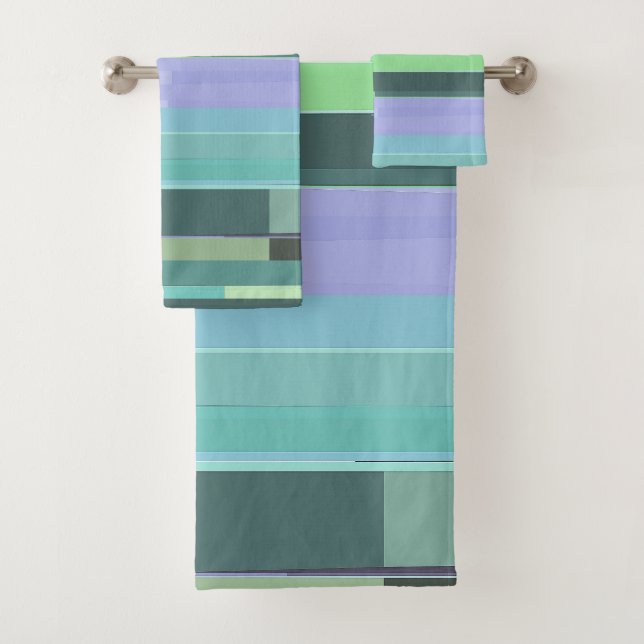 Conjunto De Toalhas Bandas de Abstrato púrpura, verde e turquesa (Insitu)