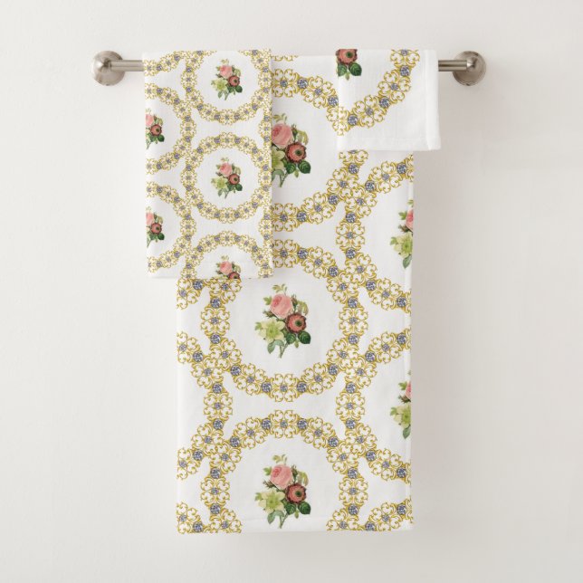 Conjunto De Toalhas Bandas de Banheiro Floral (Insitu)