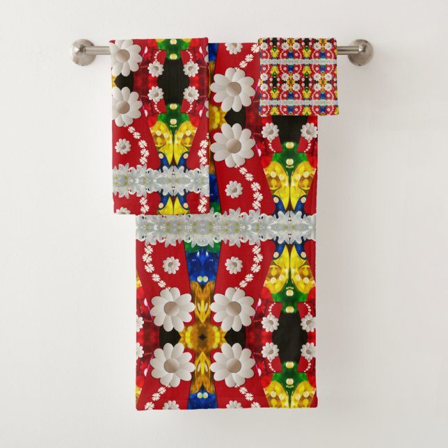 Conjunto De Toalhas Bandas de Banheiro Floral (Insitu)