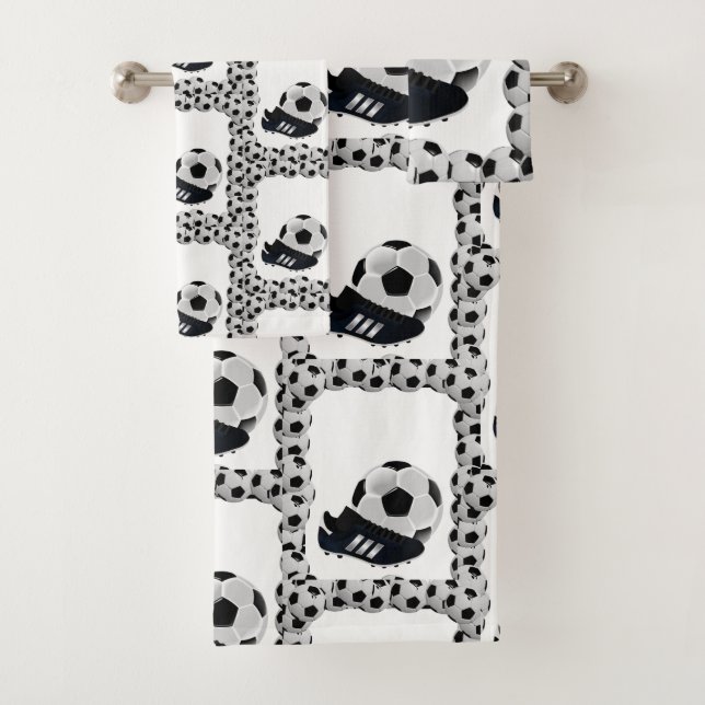 Conjunto De Toalhas Bandas de Banheiro Sete Bolas de Futebol (Insitu)