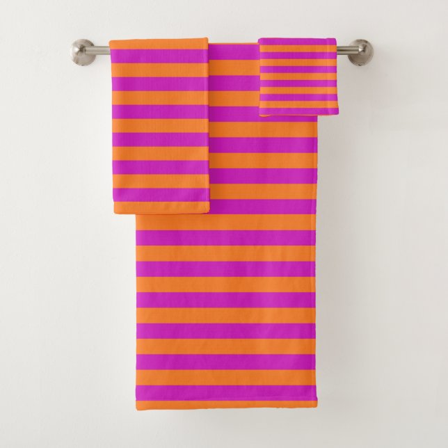 Conjunto De Toalhas Bandas de laranja e magenta (Insitu)
