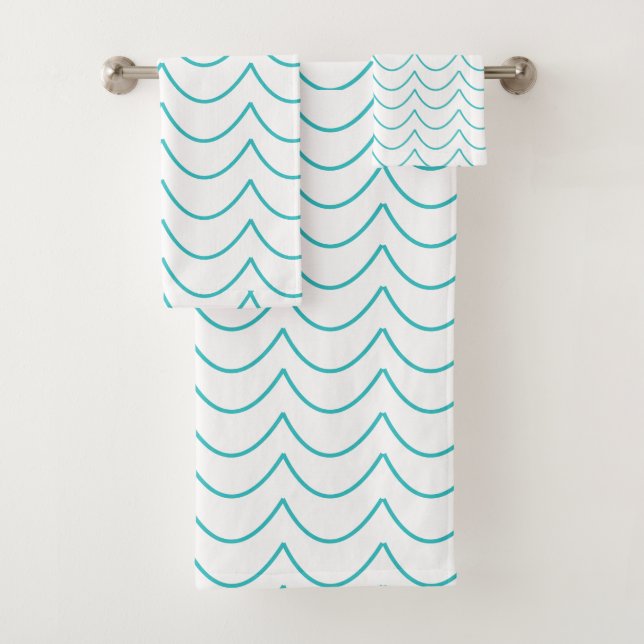 Conjunto De Toalhas Bandas de Onda Azul (Insitu)