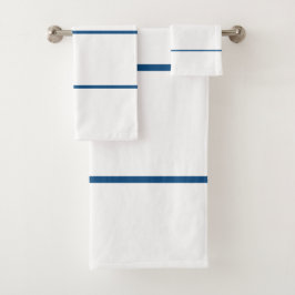 Conjunto De Toalhas Bandas Geométricas Azuis Brancas