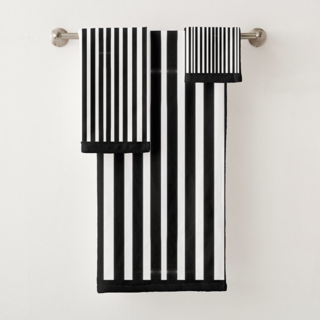 Conjunto De Toalhas Bandas irregulares brancas pretas (Insitu)