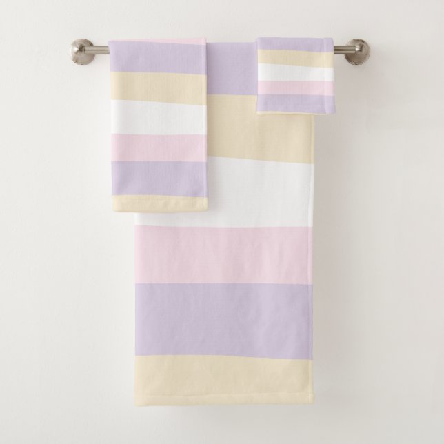 Conjunto De Toalhas Bandas irregulares - Pastel rosa, amarelo e roxo (Insitu)