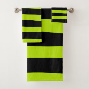 Conjunto De Toalhas Bandas irregulares - Verde limão e preto