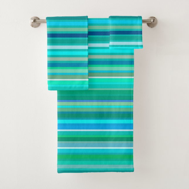 Conjunto De Toalhas Bandas misturadas, Azul Oceânico e Turquesa (Insitu)