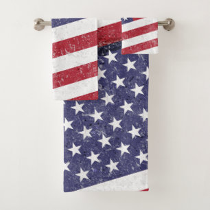 Conjunto De Toalhas Bandeira americana do Grunge do vintage patriótic