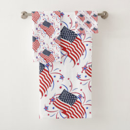 Conjunto De Toalhas Bandeira Americana e Fireworks