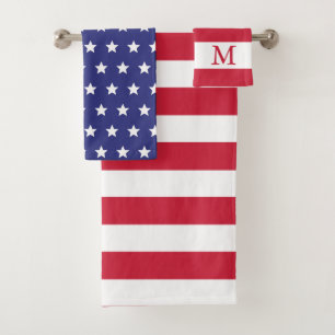 Conjunto De Toalhas Bandeira americana patriótica branca e azul