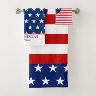 Conjunto De Toalhas Bandeira Azul-Americana Vermelha-Cobra Personaliza