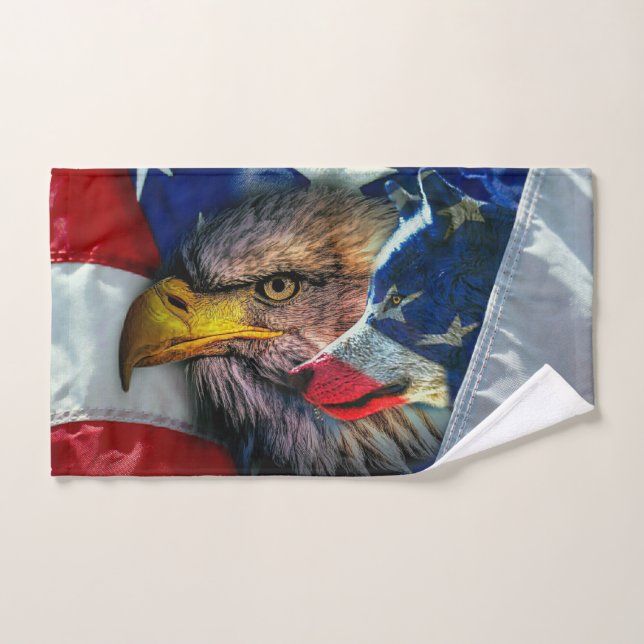 Conjunto De Toalhas Bandeira do Lobo Bald Americano (Toalha de mão)