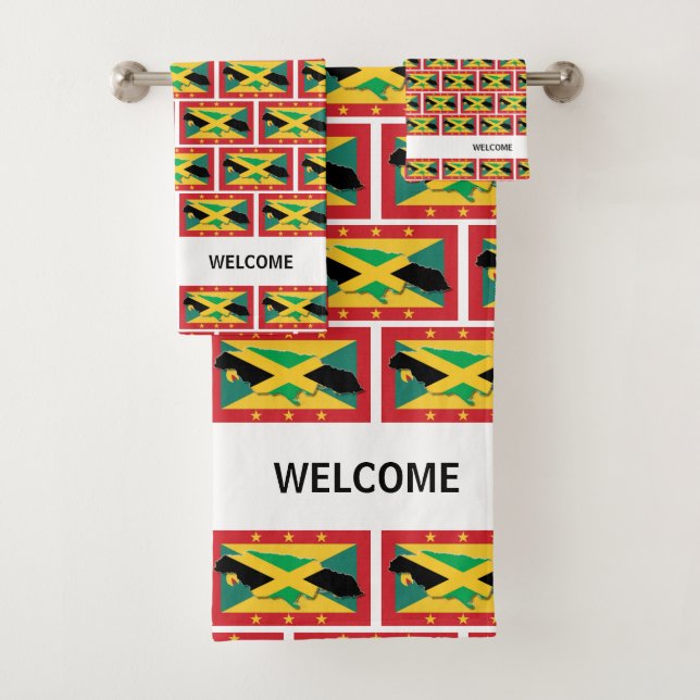 Conjunto De Toalhas BANDEIRA GRENADA JAMAICA, Patrimônio Duplo Persona (Insitu)