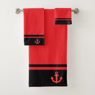 Conjunto De Toalhas Bandeira Náutica Vermelha Negra