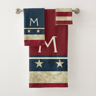 Conjunto De Toalhas Bandeiras Americanas Rústicas Patrióticas 