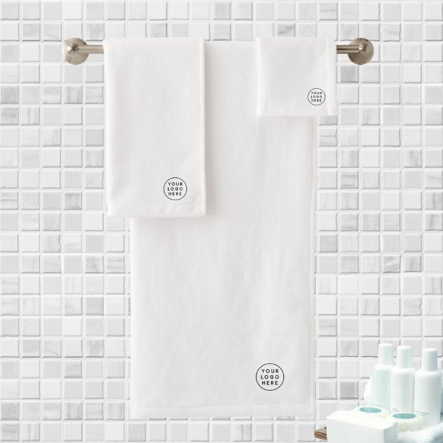 Conjunto De Toalhas Bandeja branca de logotipo personalizado (Custom Logo White Bathroom Bath Towel Set)