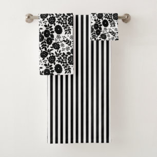 Conjunto De Toalhas Bandeja de Banheira Preta da Flor Daisy