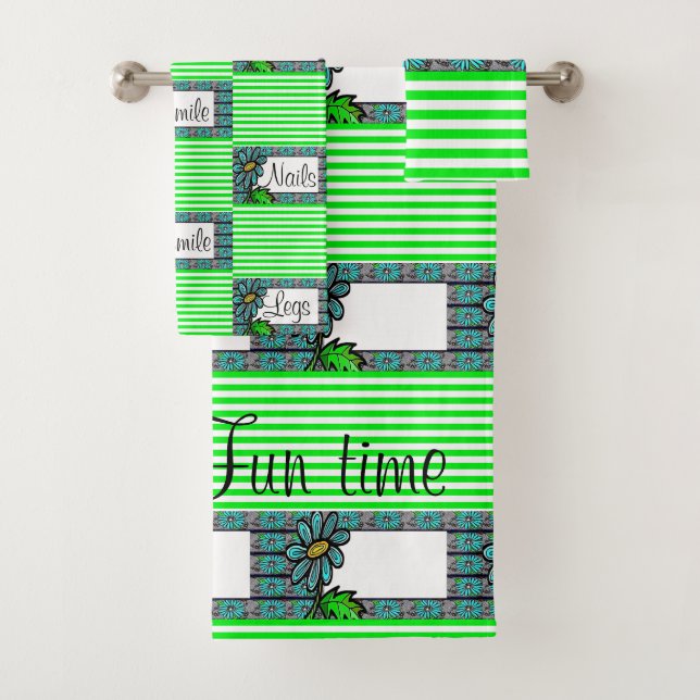 Conjunto De Toalhas Bandeja De Banheiras Floral Greve Verde (Insitu)