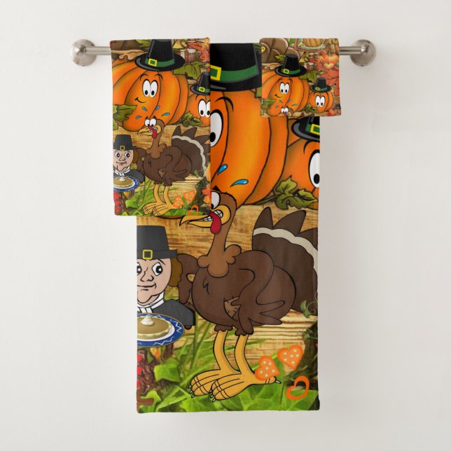 Conjunto De Toalhas Bandeja de Banheiro Começa Feliz Dia de Ação de Gr (Insitu)