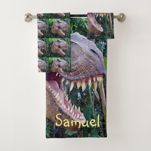 Conjunto De Toalhas Bandeja de Banheiro Define Dinossauros (Insitu)