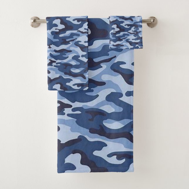 Conjunto De Toalhas Bandeja de Banheiro Define Exército Azul (Insitu)