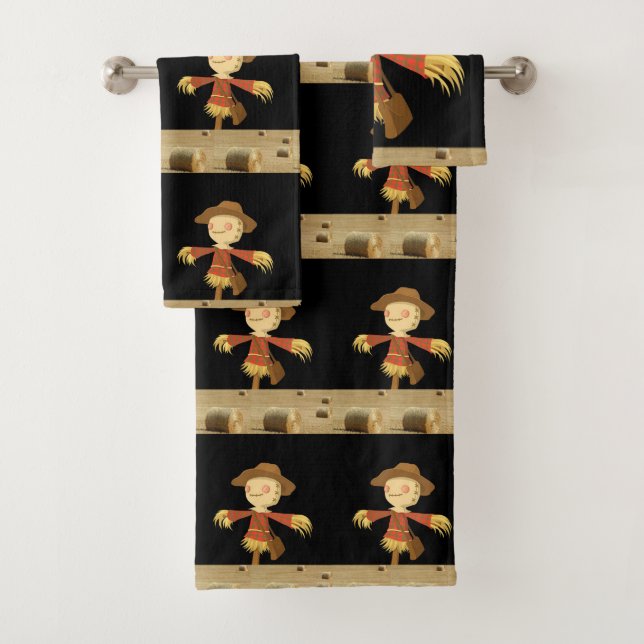 Conjunto De Toalhas Bandeja De Banheiro Define O Halloween, Espantalho (Insitu)