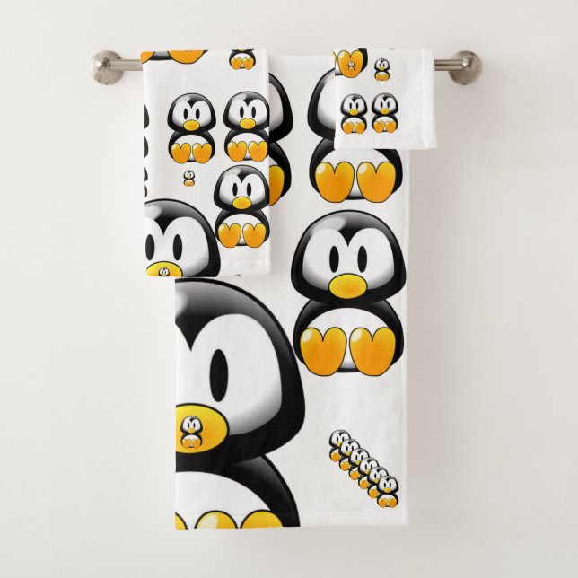 Conjunto De Toalhas Bandeja de Banheiro Define Pinguim (Insitu)