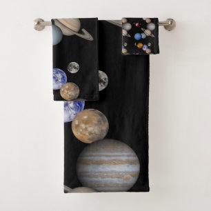 Conjunto De Toalhas Bandeja de Banheiro Define Planetas