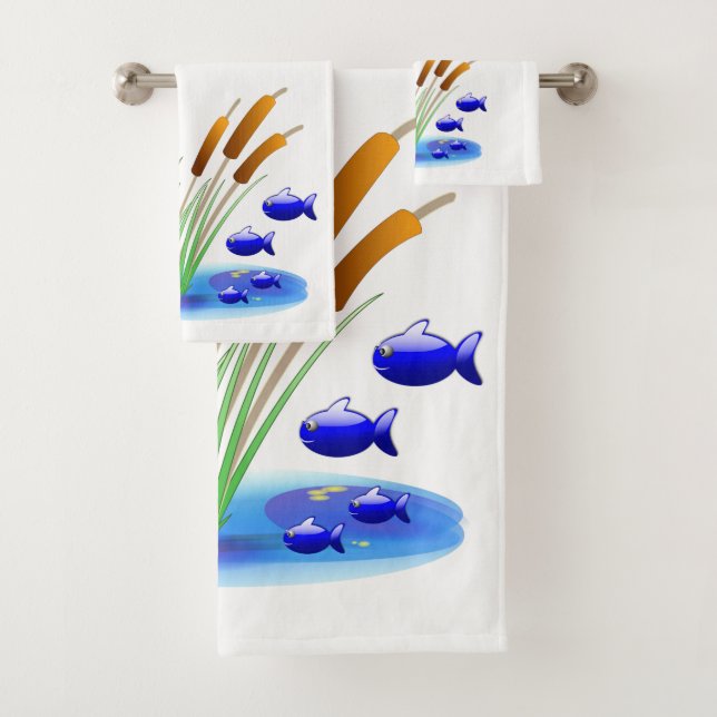 Conjunto De Toalhas Bandeja de Banheiro Serve Peixe (Insitu)