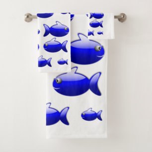 Conjunto De Toalhas Bandeja de Banheiro Serve Peixe