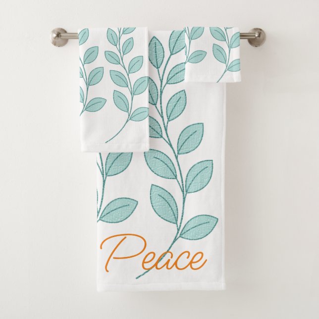 Conjunto De Toalhas Bandeja de Banheiro Sete Folhas de Paz (Insitu)