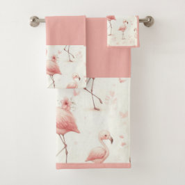 Conjunto De Toalhas Bando de Flamingos Mais Fofos