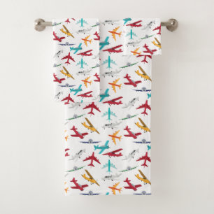 Conjunto De Toalhas Banheira Colorida de Aviões