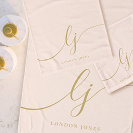 Conjunto De Toalhas Banheira Dourada Mínima de Blush Elegante Monogram